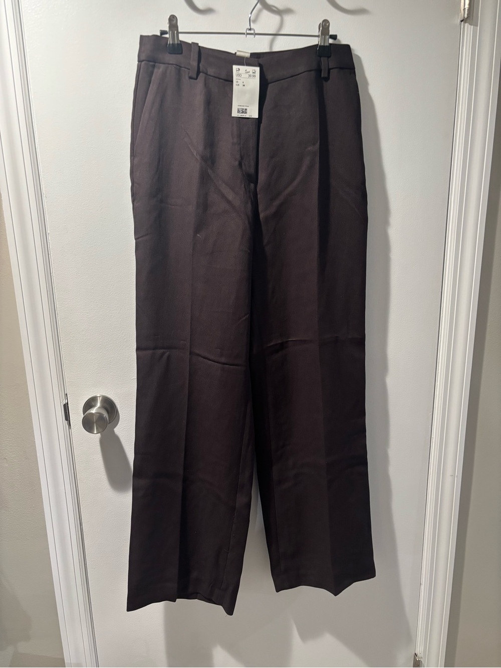 NWT H&M Women’s Dark Brown Pants polyester blend but look & feel more like linen